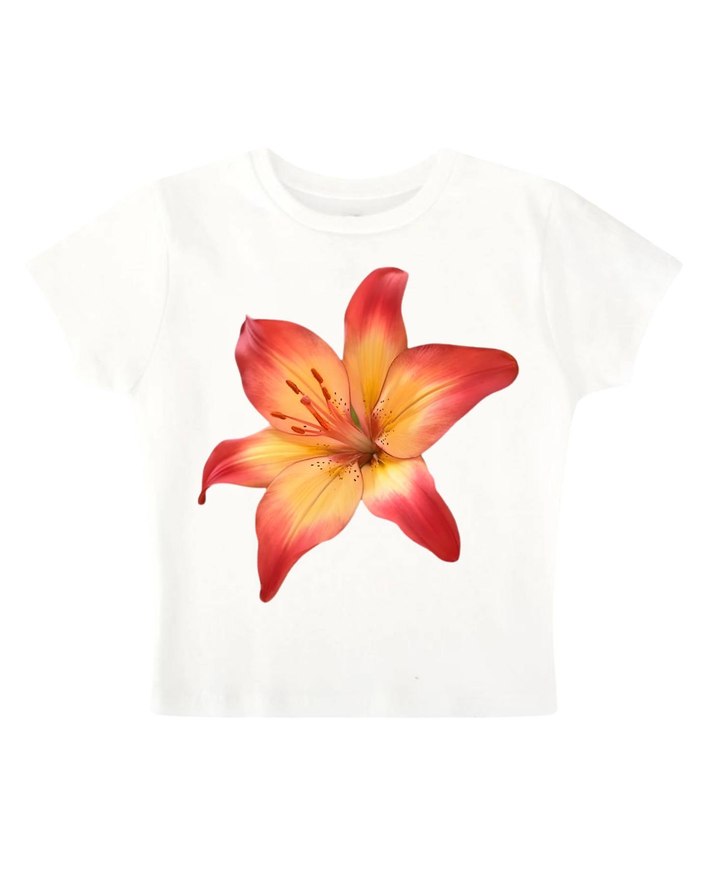Red Floral Print Baby Tee (white)