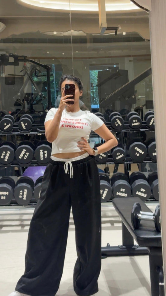 I SUPPORT WOMEN'S RIGHTS & WRONGS - White Baby Tee