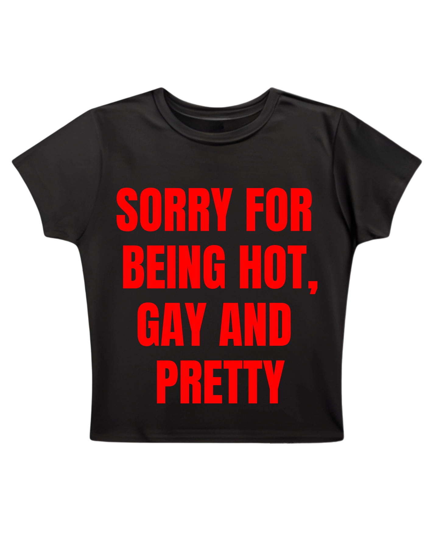 SORRY FOR BEING HOT, GAY, AND PRETTY BABY TEE (BLACK)
