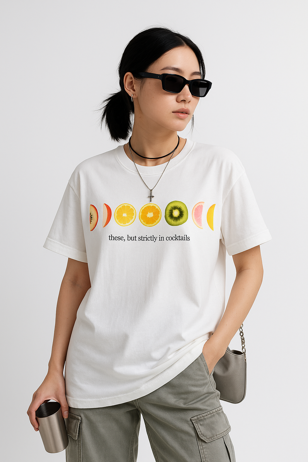 Fruity Moon Phases - White Oversized Tee