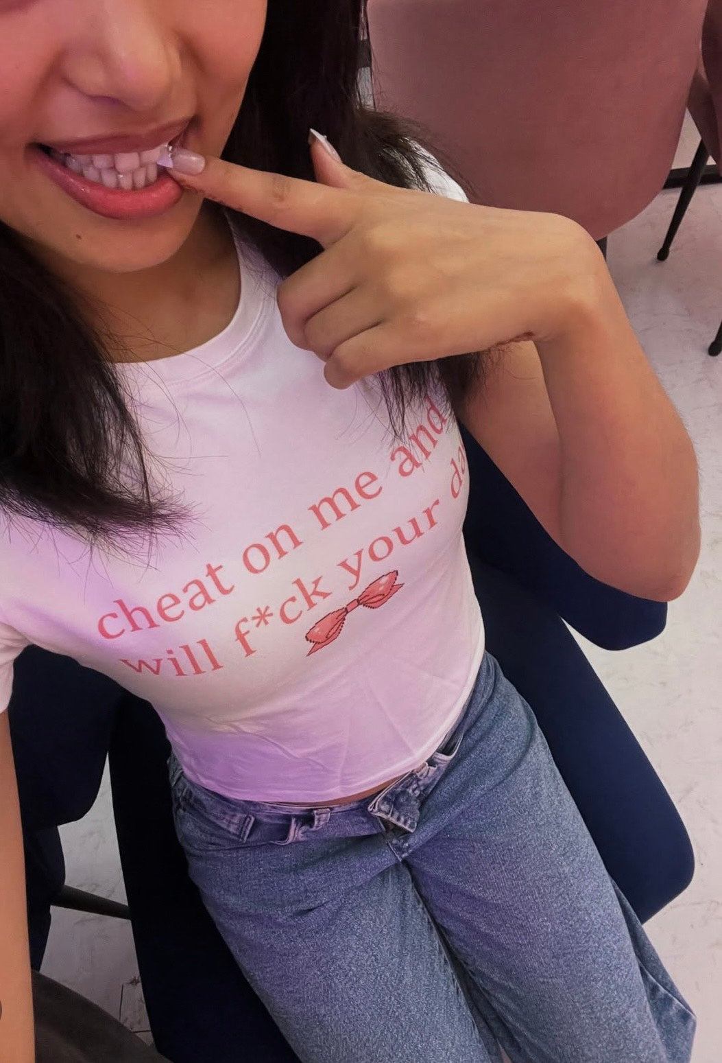 cheat on me and I will f*ck your dad - White Baby Tee