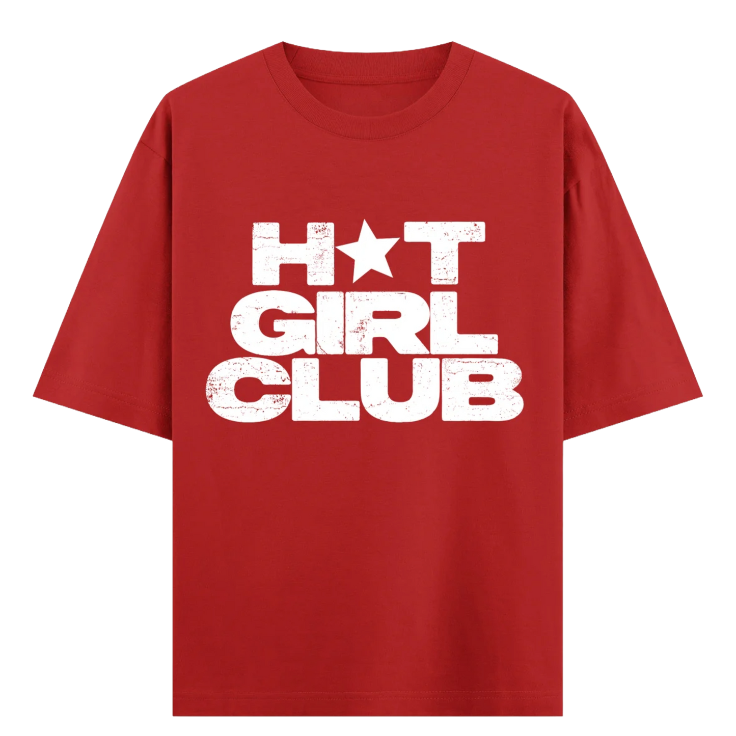 HOT GIRL CLUB - Red Oversized Tee 100% French Terry