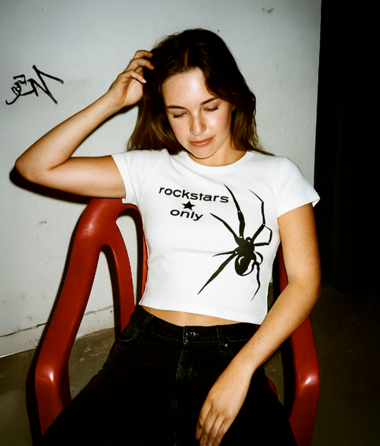 Rockstars Only White Baby Tee