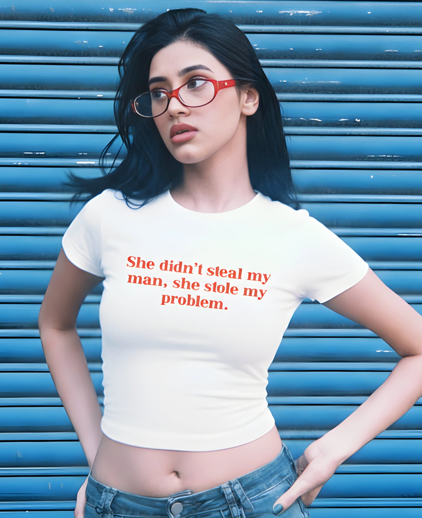 SHE DIDN'T STEAL MY MAN BABY TEE (WHITE) (Clearance)
