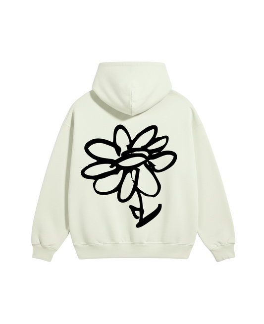 no flowers: Cream Heavy-Duty Hoodie