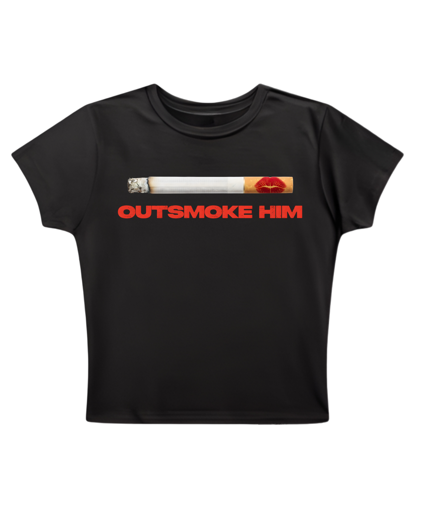 OUTSMOKE HIM (RED) - Black Baby Tee