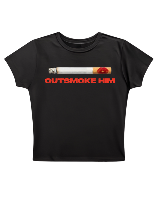 OUTSMOKE HIM (RED) - Black Baby Tee