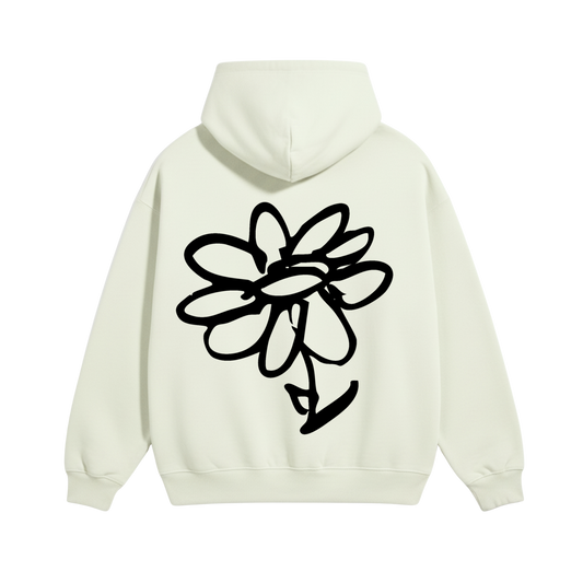 No Flowers Without Head: Cream Heavy-Duty Hoodie( front &back print)