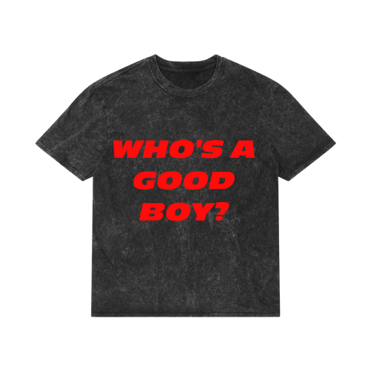 WHO'S A GOOD BOY ACID-WASH OVERSIZED TEE