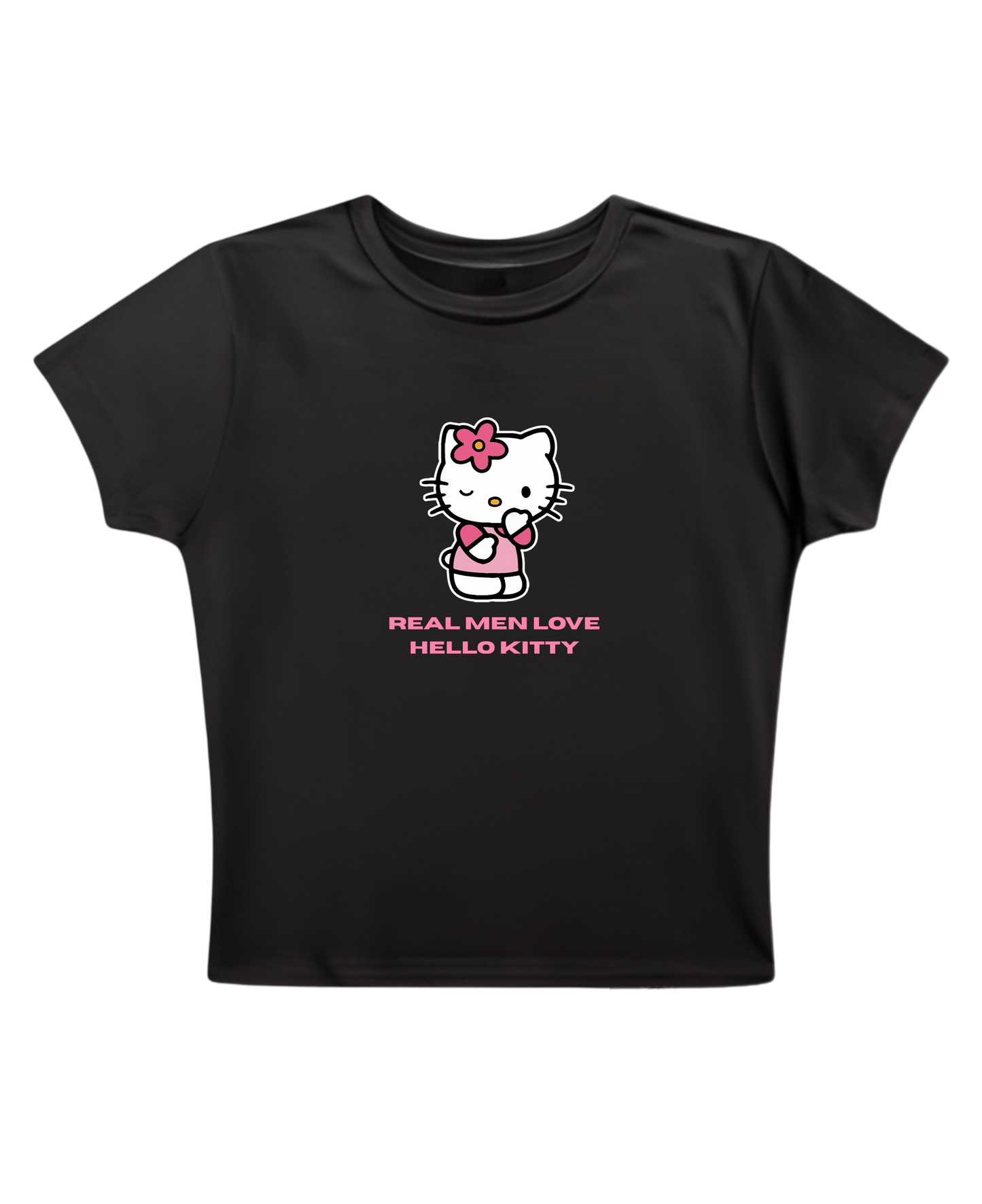 REAL MEN LOVE HELLO KITTY - Black Baby Tee