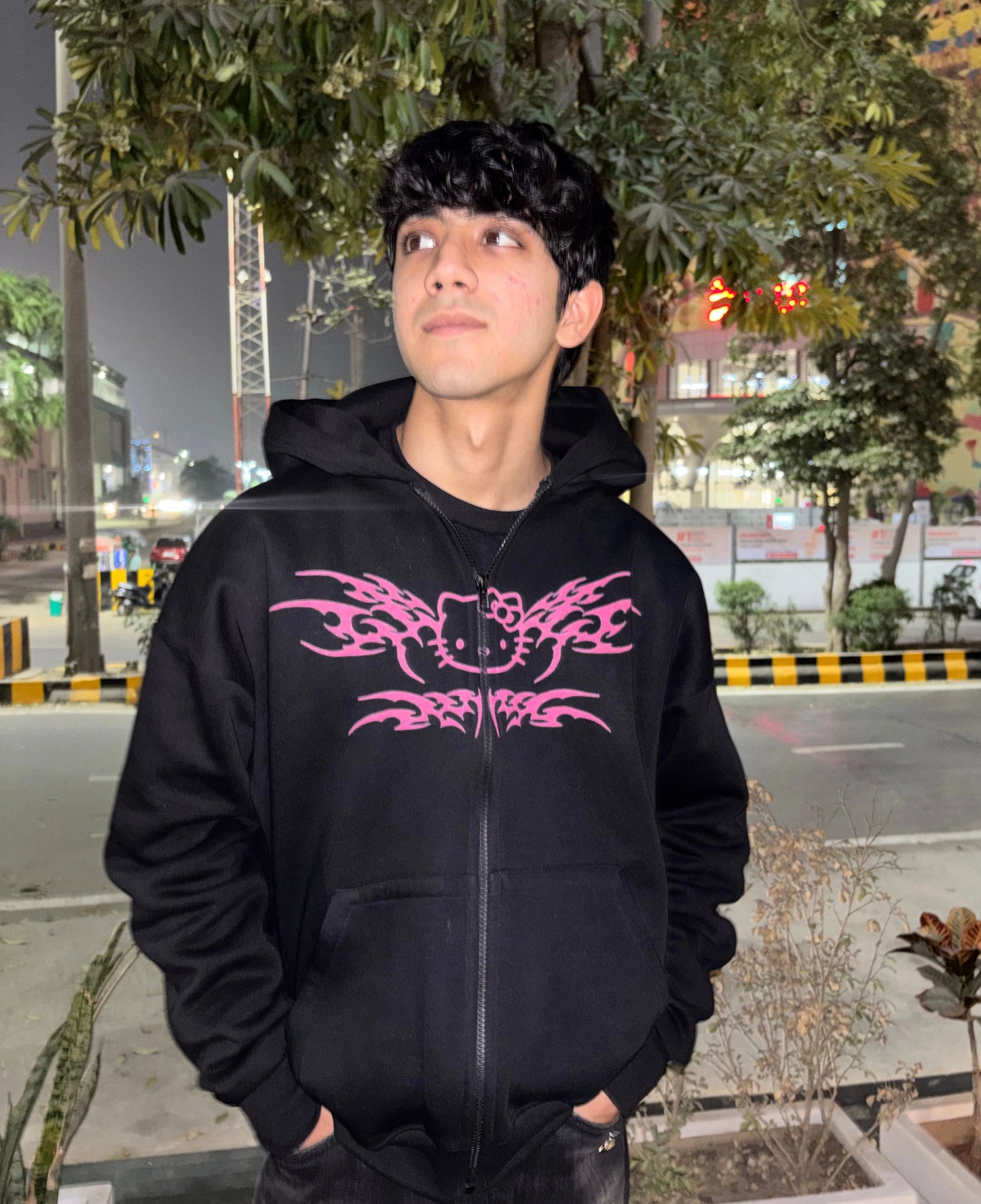 Hello Kitty Pink - Black Zipper Hoodie