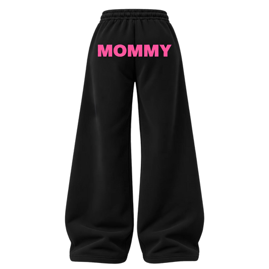MOMMY BLACK SWEATPANTS: PINK