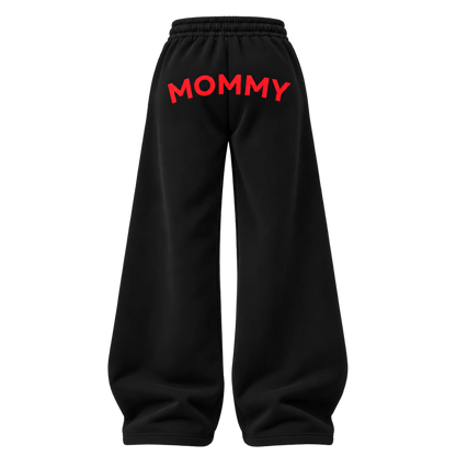 MOMMY BLACK SWEAT PANTS: RED
