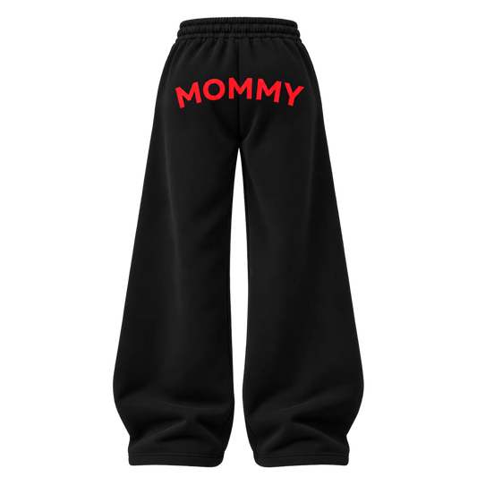 MOMMY BLACK SWEAT PANTS: RED