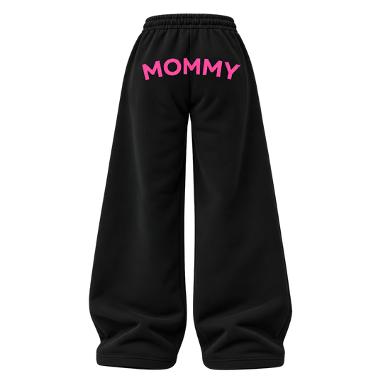 MOMMY BLACK SWEATPANTS: PINK 2.0