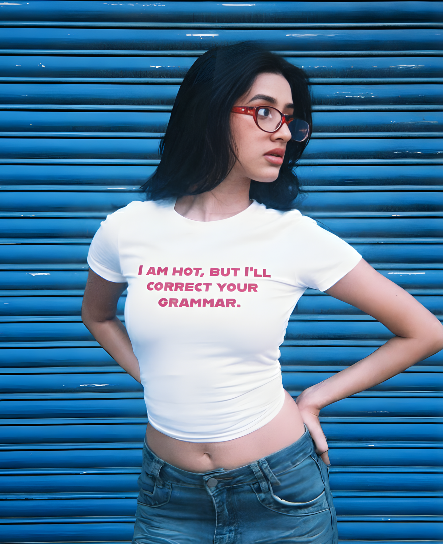 I'LL CORRECT YOUR GRAMMAR BABY TEE (WHITE)