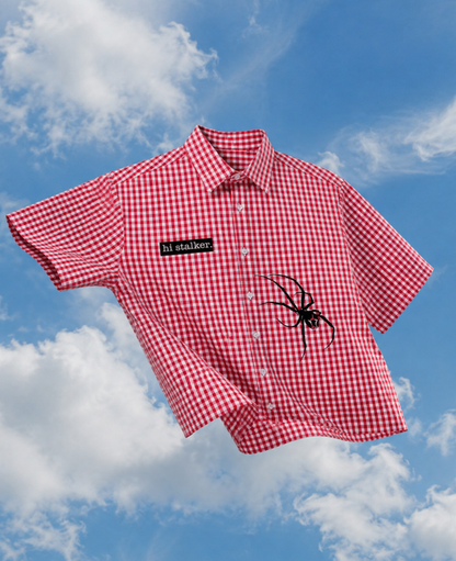 HI STALKER RED PICNIC OXFORD BOXY SHIRT