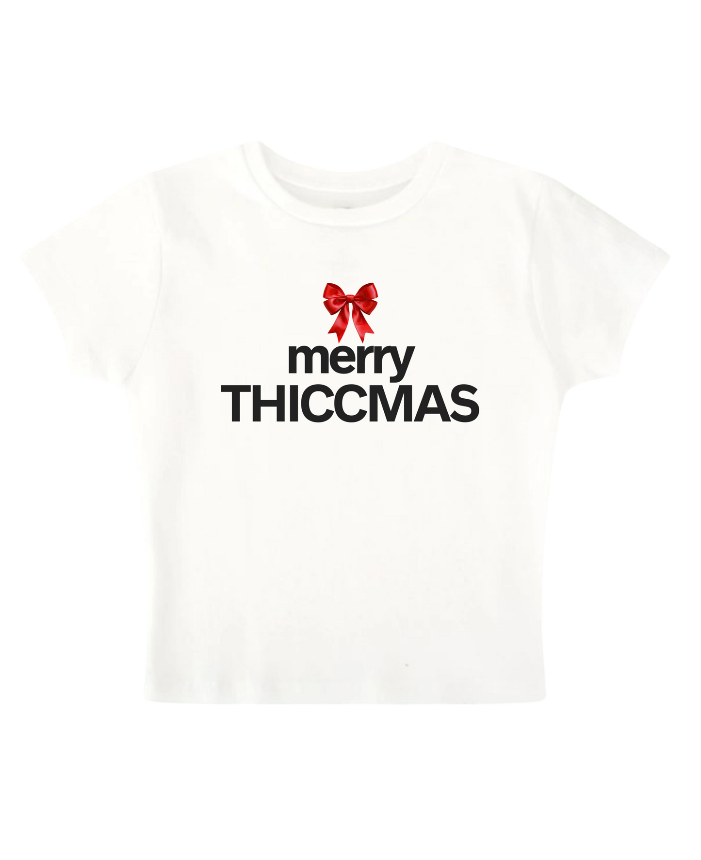 merry THICCMAS - White Baby Tee