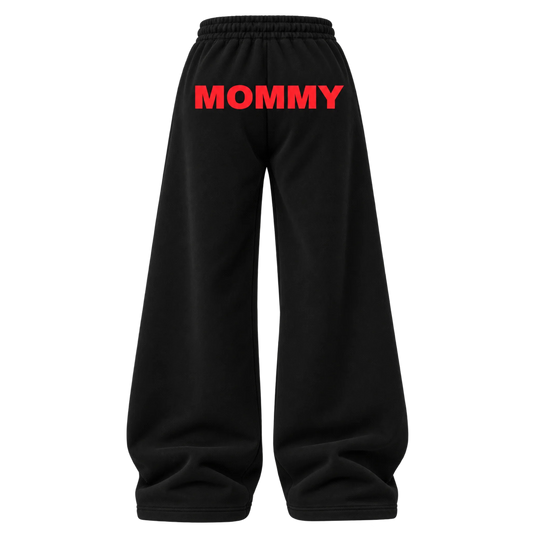 MOMMY BLACK SWEATPANTS: RED 2.0