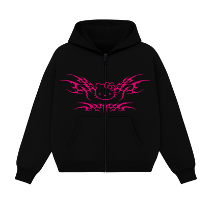 Hello Kitty Pink - Black Zipper Hoodie