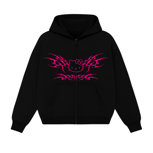 Hello Kitty Pink - Black Zipper Hoodie