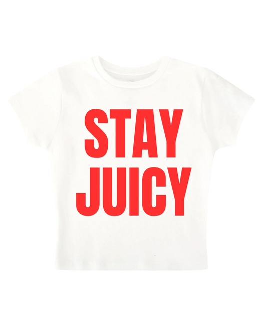 Stay Juicy Baby Tee (White)