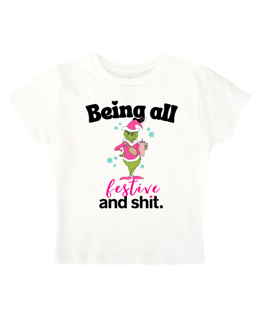 Being all festive - White Baby Tee