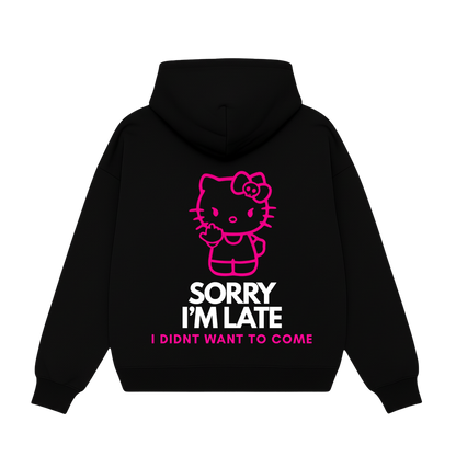 Sorry I'm Late - Black Zipper Hoodie