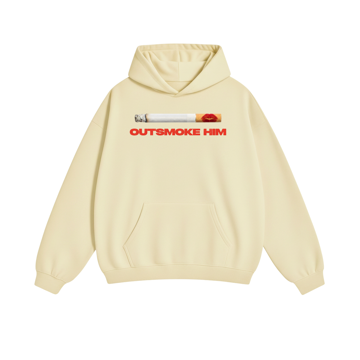 OUTSMOKE HIM (red) - Cream Heavy-Duty Hoodie