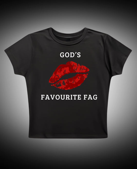 GOD'S FAVOURITE FAG - Black Baby Tee