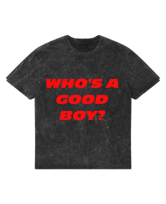 WHO'S A GOOD BOY ACID-WASH OVERSIZED TEE