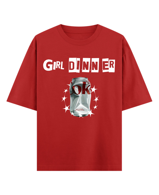 GIRL DINNER RED OVERSIZED TEE