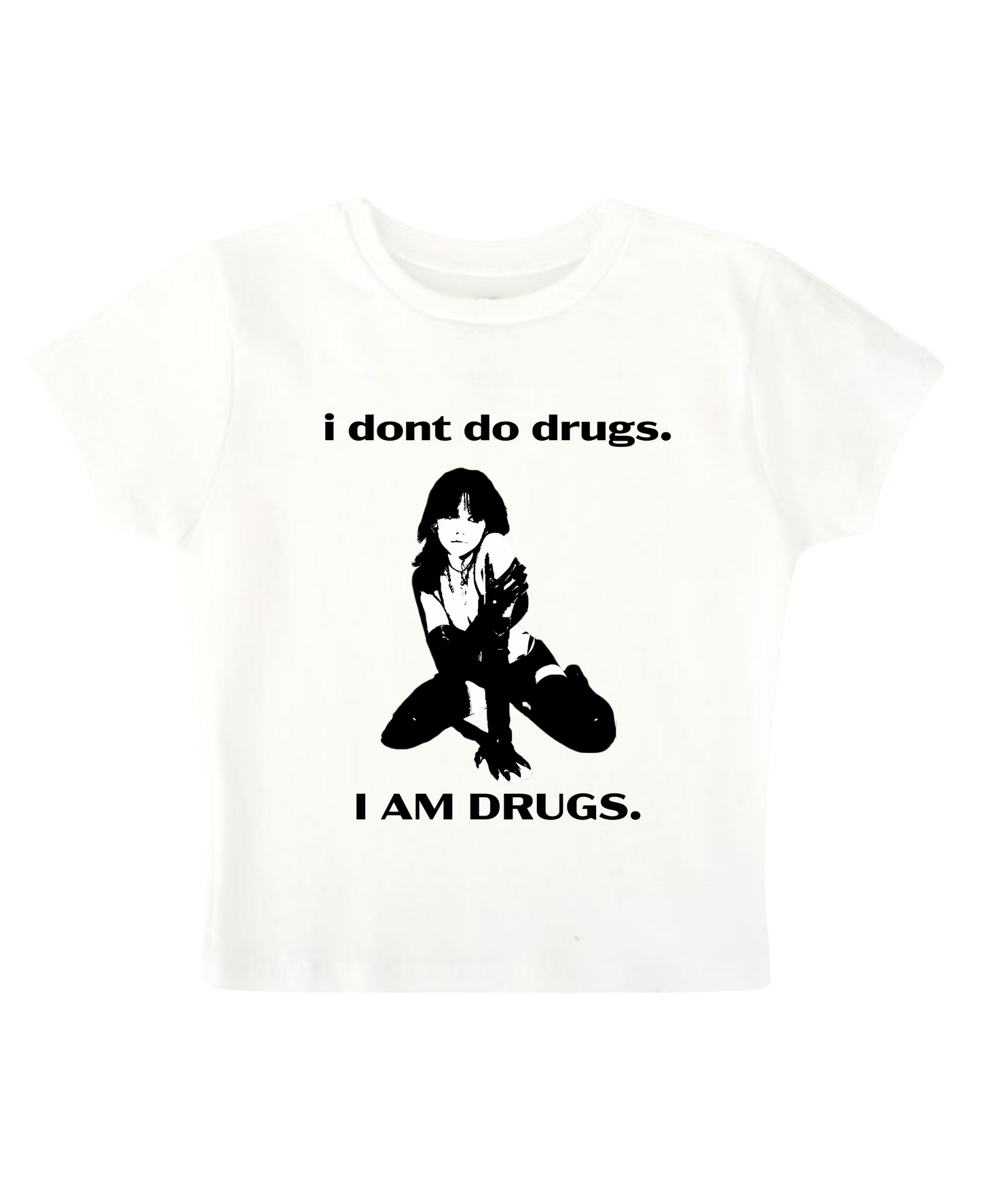 I DONT DO DRUGS, I AM DRUGS WHITE BABY TEE