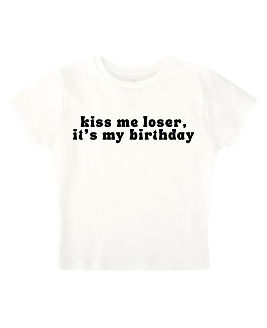 Kiss Me Loser Baby Tee (white)