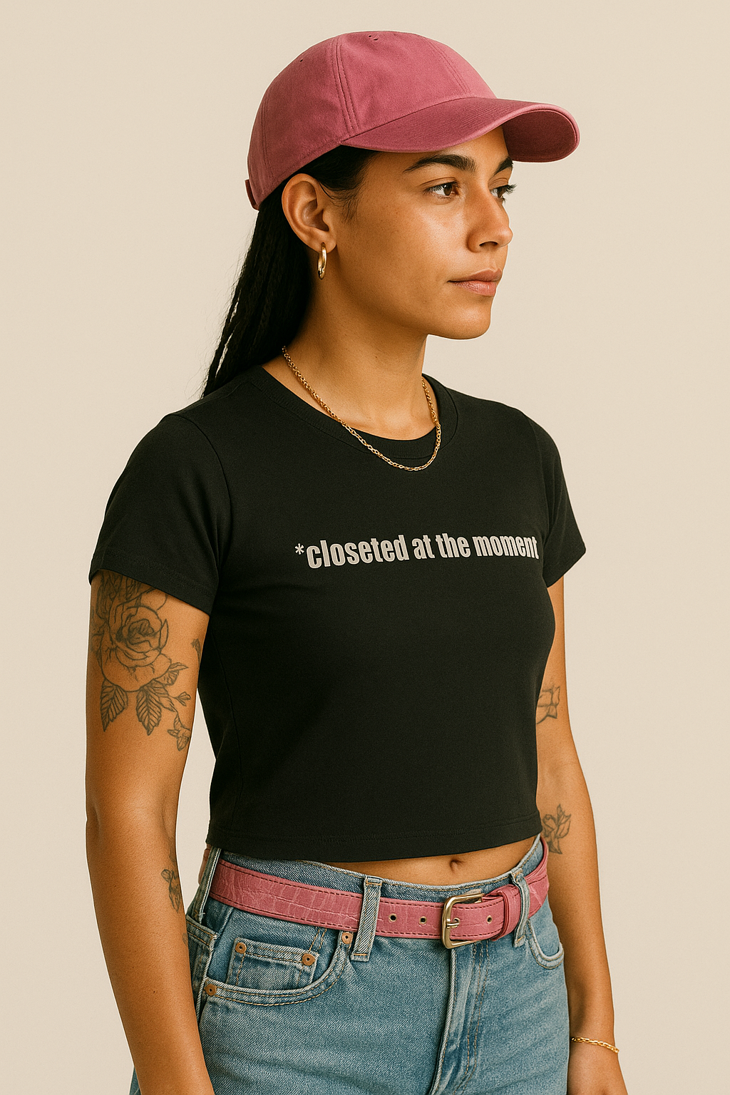 closeted at the moment - Black Baby Tee