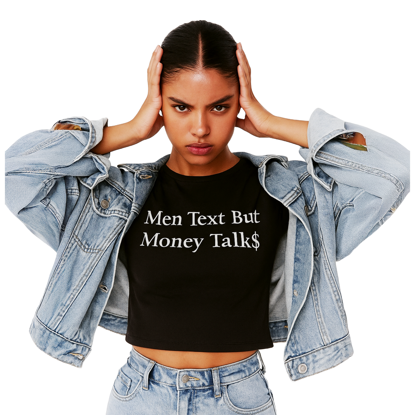 Men Text But Money Talks - Black Baby Tee