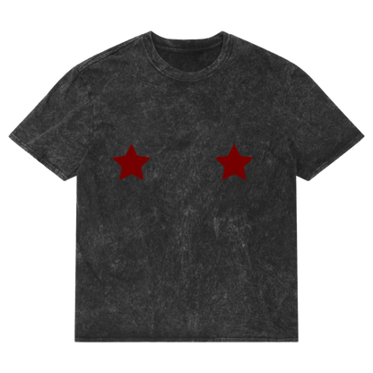 Red Star - Black Acid Wash Oversized Tee