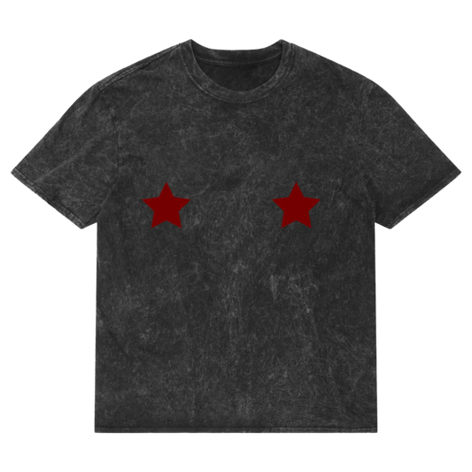 Red Star - Black Acid Wash Oversized Tee