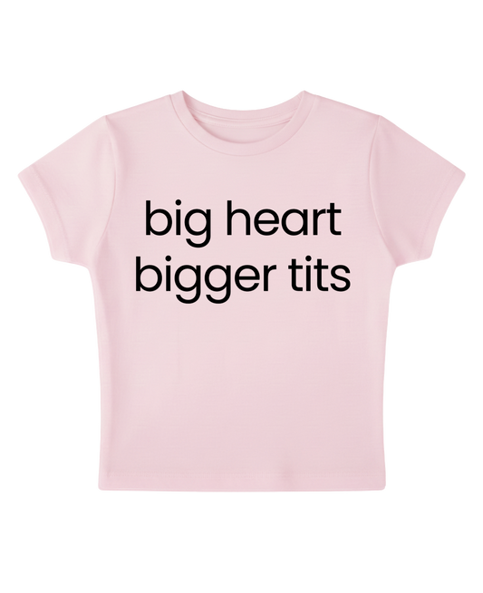 big heart, bigger tits - Pink Baby Tee