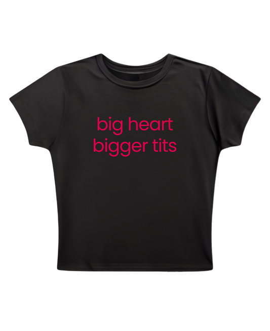 big heart, bigger tits - Black Baby Tee