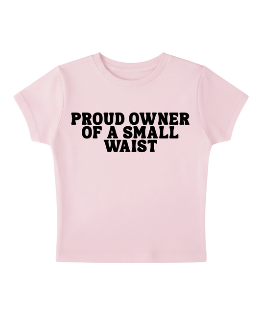 Proud Owner of a Small Waist - Pink Baby Tee (Clearance)