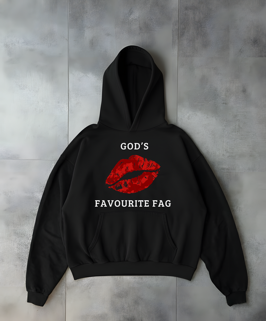 GOD'S FAVOURITE FAG - Black Oversized Hoodie