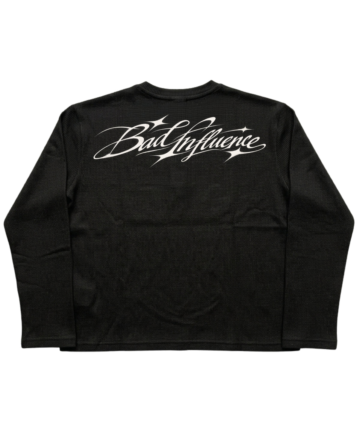 Black Henley waffle knit Back Design