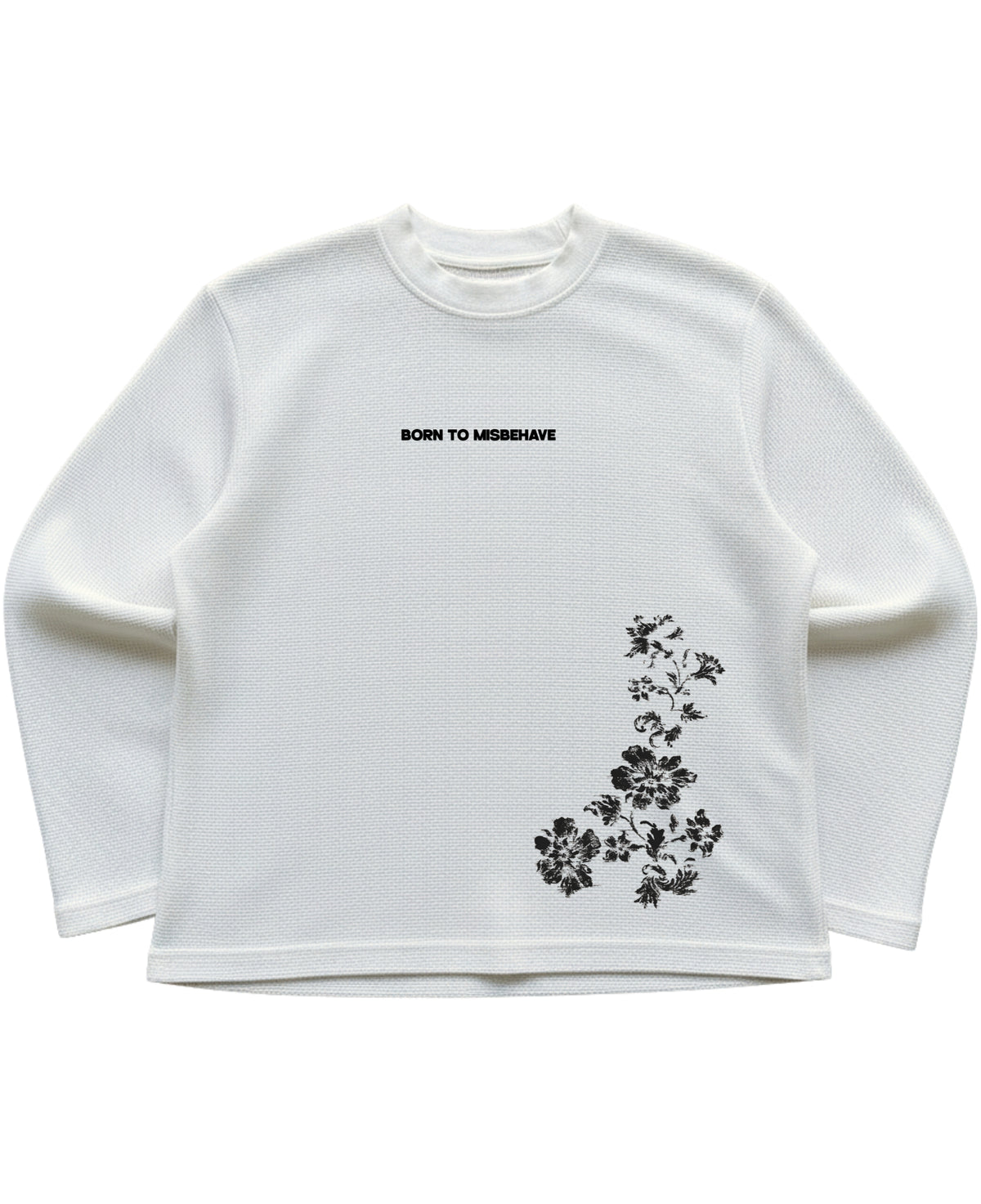 Off-white waffle knit oversized full-sleeve Front Design