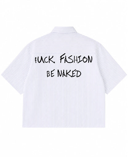 Blue Striped Oxford Boxy Shirt Back Design