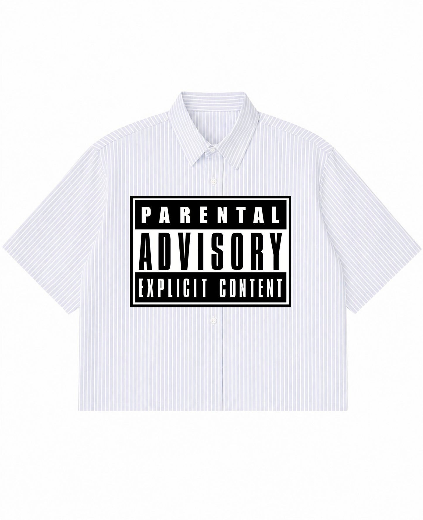 Blue Striped Oxford Boxy Shirt Front Design