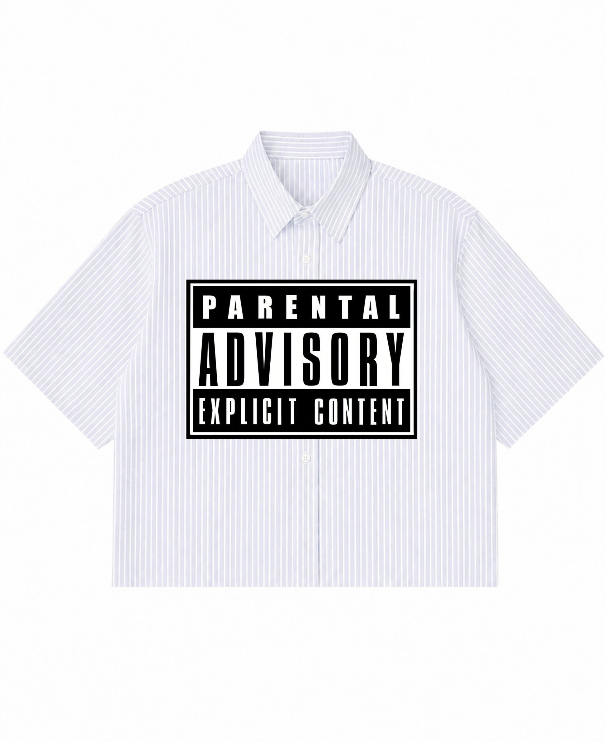 Blue Striped Oxford Boxy Shirt Front Design