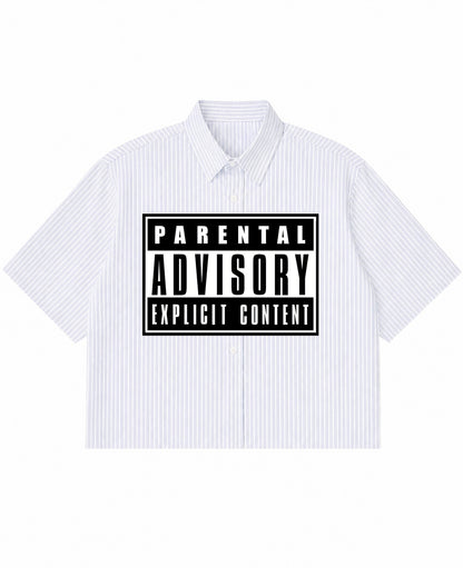 Blue Striped Oxford Boxy Shirt Front Design