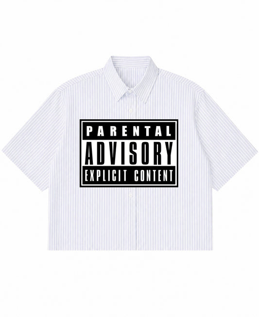 Blue Striped Oxford Boxy Shirt Front Design