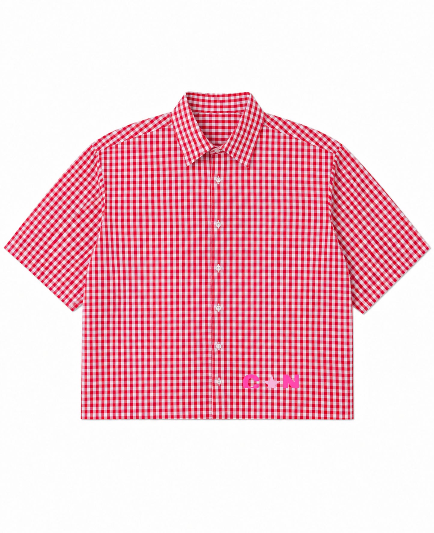 Red Picnic Oxford Boxy Shirt Front Design